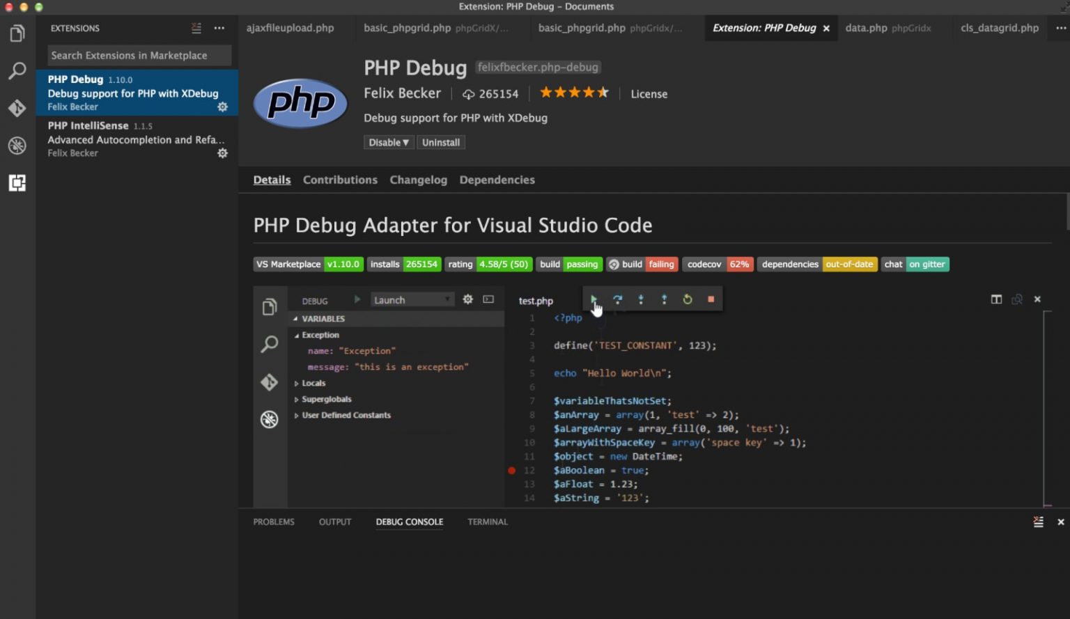 Visual studio code php debug настройка